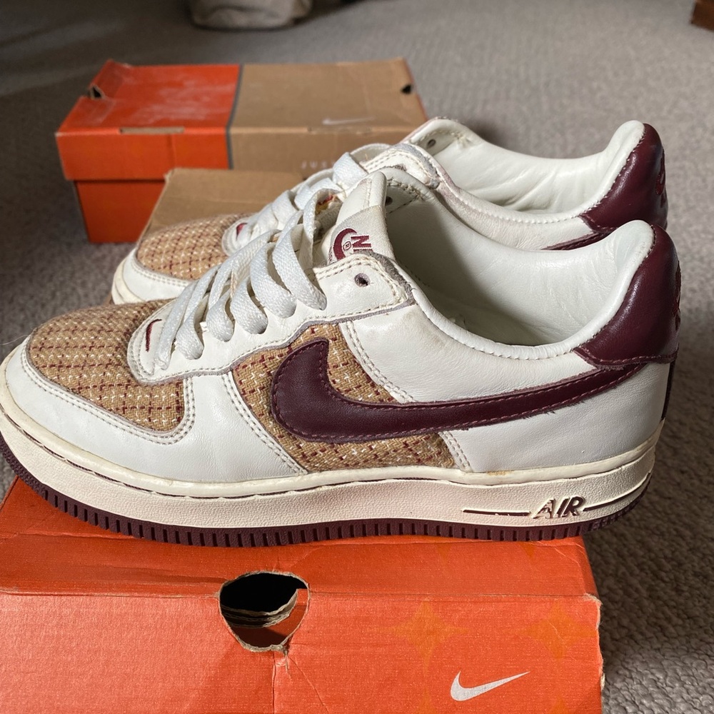 Womens nike Air Force 1 premium sail/ redwood plaid tweed